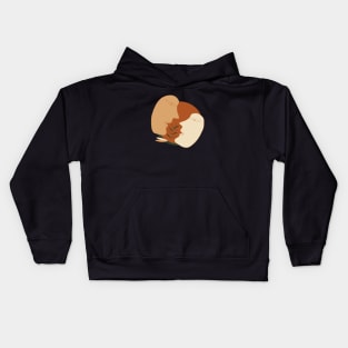 Abstract shape art with faces in earth tones Kids Hoodie